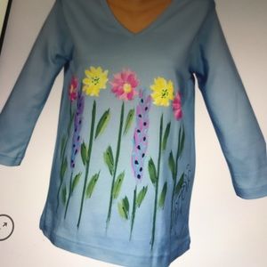 Wildflowers 3/4 Sleeve V Neck Top